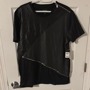 Guess Black Short Sleeve Tee with Zipper Accents